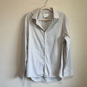 Ministry of Supply Shirt Mens Large Light Grey Long Sleeve Button Down Casual